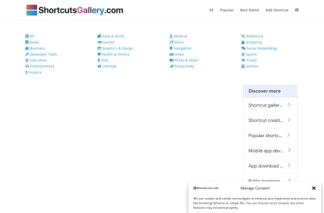 ShortcutsGallery.com 的页面预览